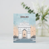  New Delhi, India Reizen waterverf retro Briefkaart (Staand voorkant)