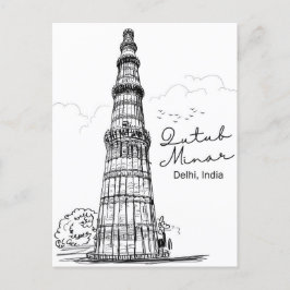  New Delhi, India Reizen waterverf retro Briefkaart