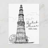  New Delhi, India Reizen waterverf retro Briefkaart (Voorkant)
