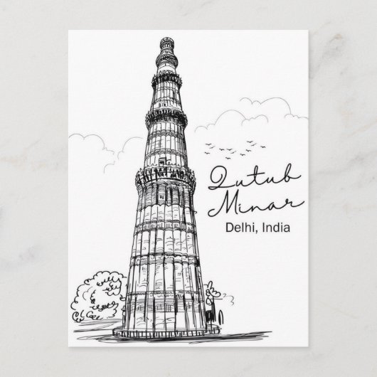  New Delhi, India Reizen waterverf retro Briefkaart (Voorkant)