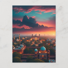  New Delhi, India Reizen waterverf retro Briefkaart