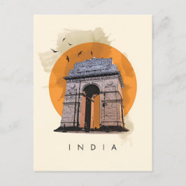  New Delhi, India Reizen waterverf retro Briefkaart