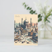  New Delhi, India Reizen waterverf retro Briefkaart (Staand voorkant)