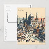  New Delhi, India Reizen waterverf retro Briefkaart (Voorkant / Achterkant)