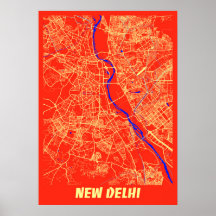 New Delhi - India Retro City Map