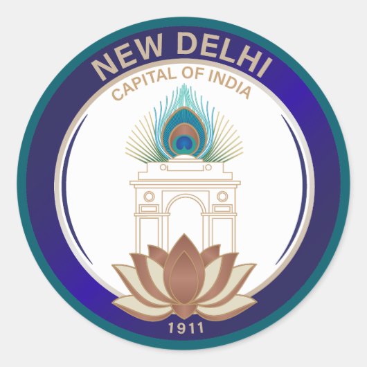 New Delhi India Ronde Sticker (Voorkant)