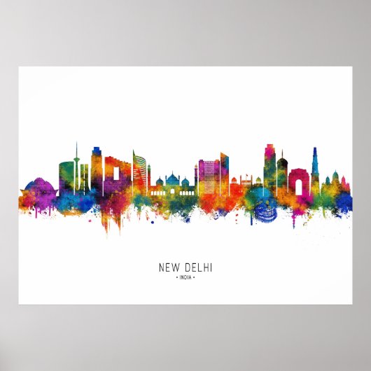 New Delhi India Skyline Poster (Voorkant)
