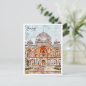New Delhi India Travel Place Waterverf Briefkaart (Staand voorkant)