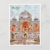 New Delhi India Travel Place Waterverf Briefkaart (Voorkant)