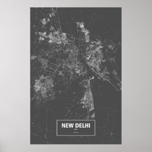 New Delhi, India (zwart wit) Poster
