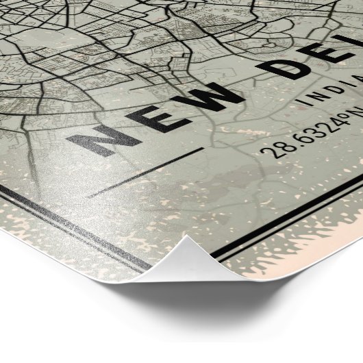 New delhi indimap map print poster canvas (Hoek)