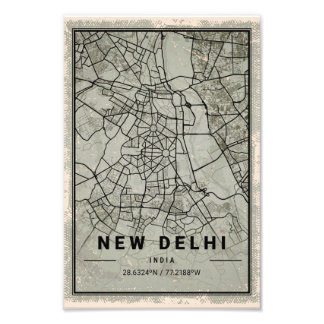 New delhi indimap map print poster canvas