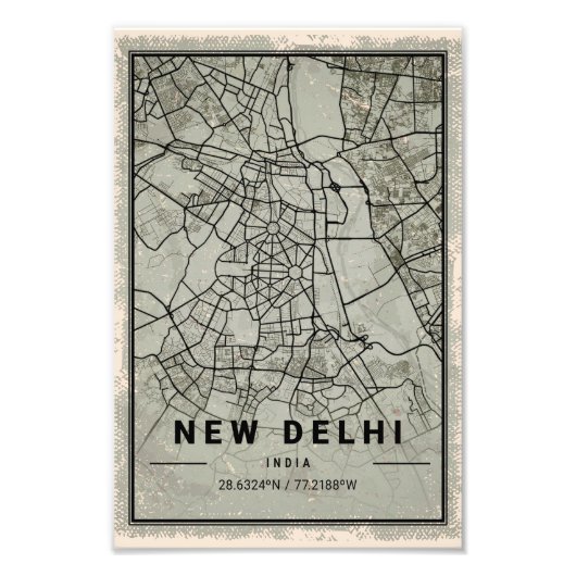New delhi indimap map print poster canvas (Voorkant)