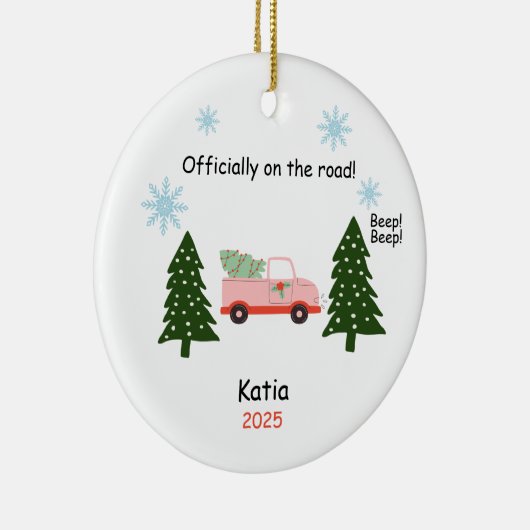 New Driver Ornament, Custom Licensed Driver Gift  Keramisch Ornament (Rechts)