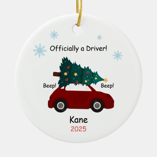 New Driver Ornament, Custom Licensed Driver  Keramisch Ornament (Voorkant)