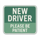  New Driver - Please Be Patient Green Road Sign  Sticker (Voorkant)