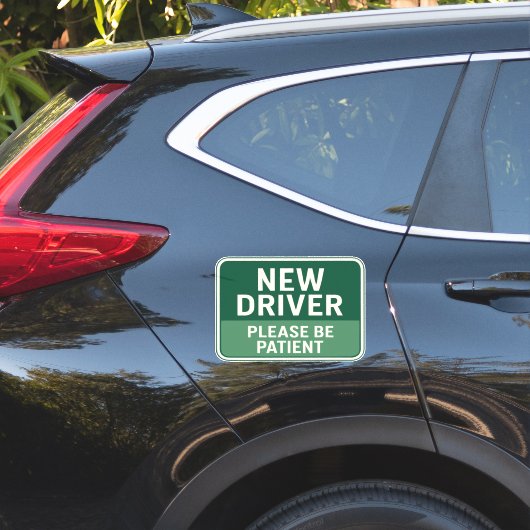  New Driver - Please Be Patient Green Road Sign  Sticker (Auto Zijkant)