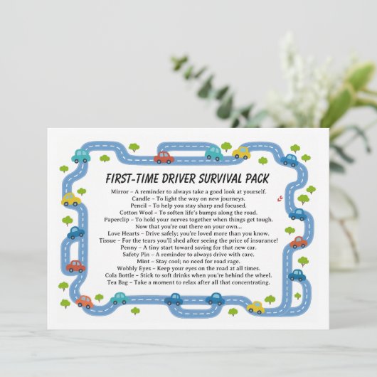 New Driver Survival Kit | Funny Driving Feestdagenkaart (Staand voorkant)