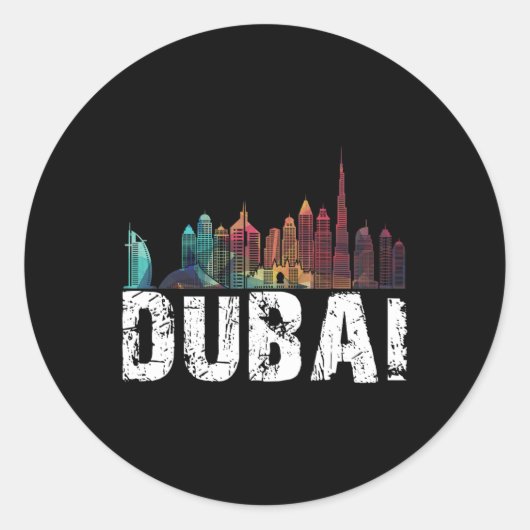 New Dubai Love Skyline Uni For Holidays In Dubai  Ronde Sticker (Voorkant)