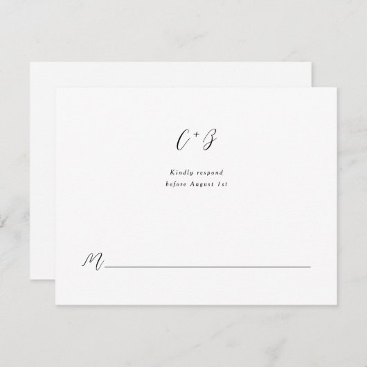 New Elegance Calligraphy Monogram RSVP Kaartje (Voorkant / Achterkant)