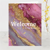 New Employee Welcome Watercolor Marble Gold Kaart (Gele Bloem)