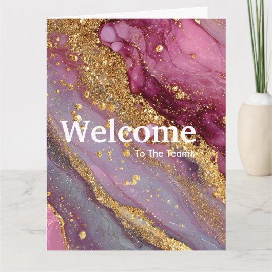New Employee Welcome Watercolor Marble Gold Kaart (Voorkant)
