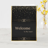 New Employee Welkom Gold Glitter Kaart (Gele Bloem)