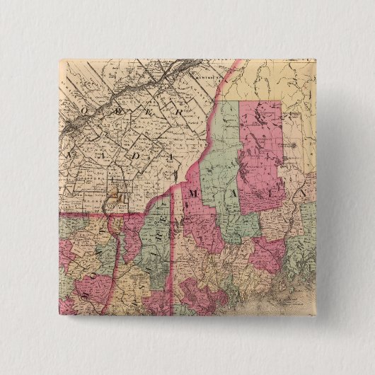 New England 2 Vierkante Button 5,1 Cm (Voorkant)