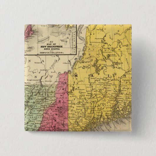 New England 3 Vierkante Button 5,1 Cm (Voorkant)