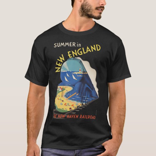 New England  Art Deco spoorlijn T-shirt (Voorkant)