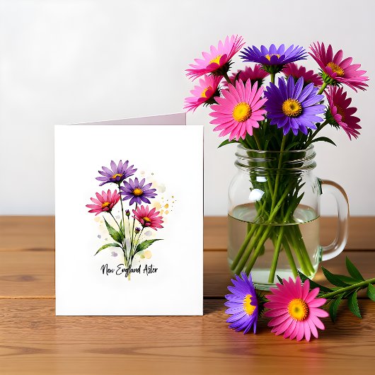 New England Aster Bloem Kaart zonder tekst