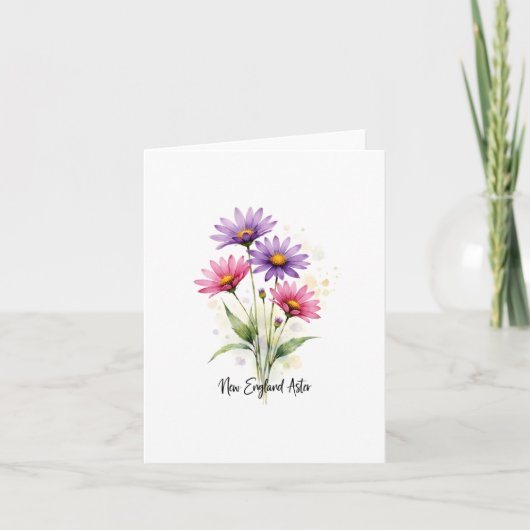 New England Aster Floral Blank Note Card Notitiekaartje (Voorkant)