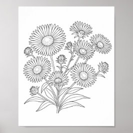 New England Aster Kleurstof Poster
