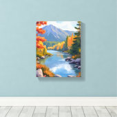 New England Autumn Fall Foliage Landscape Painting Canvas Afdruk (Insitu (Houten vloer))