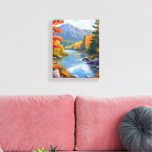 New England Autumn Fall Foliage Landscape Painting Canvas Afdruk (Insitu (Woonkamer))