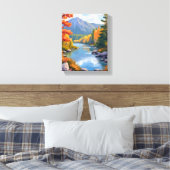 New England Autumn Fall Foliage Landscape Painting Canvas Afdruk (Insitu (Slaapkamer))