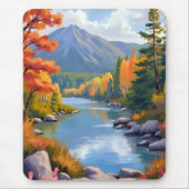New England Autumn Fall Foliage Landscape Painting Muismat (Voorkant)