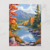 New England Autumn Herfst Foliage Landschapsschild Briefkaart (Voorkant)