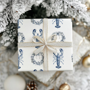 New England Blauwe Kreeft + Oesterschelpen Krans Cadeaupapier