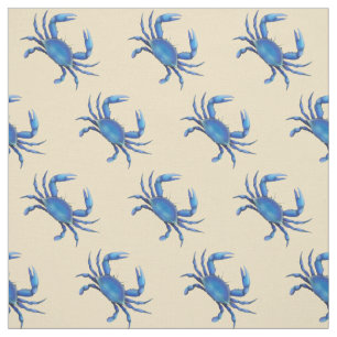 New England Blue Crab Fabric Stof