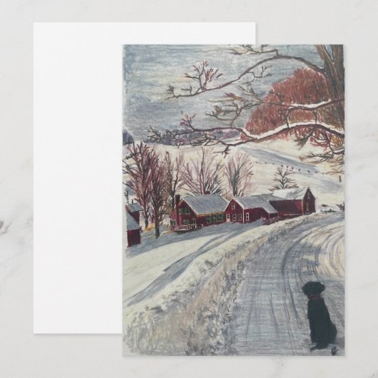 New England Christmas Flat Holiday Kaart (Voorkant / Achterkant)