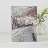 New England Christmas Flat Holiday Kaart (Staand voorkant)