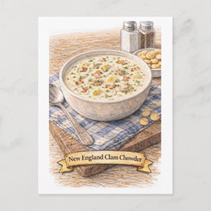 New England Clam Chowder (Amerikaanse Voedsel Seri Briefkaart