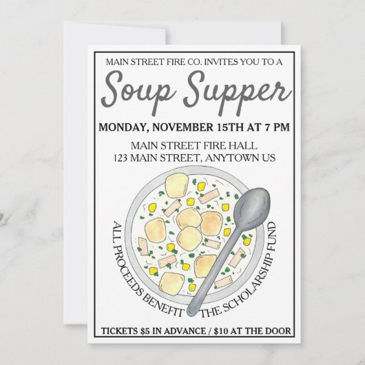 New England Clam Chowder Bowl Soup Cookoff Super Kaart (Voorkant)