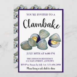 New England Clambake Beach Summer Seafood Dinner Kaart