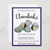 New England Clambake Clam Bake Beach Block Party Uitnodiging Briefkaart (Voorkant / Achterkant)