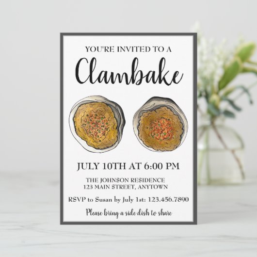 New England Clambake Rhode Island Stuffed Clams RI Kaart (Staand voorkant)