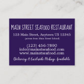 New England Clams Clambake Seafood Restaurant Visitekaartje (Achterkant)