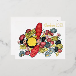 New England Clams Lobster Clambake Seafood Dinner Folie Feestdagen Briefkaart