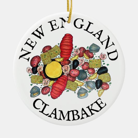 New England Clams Lobster Clambake Seafood Dinner Keramisch Ornament (Voorkant)
